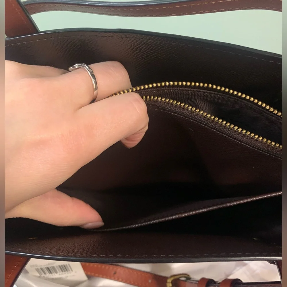 Coach Embossed Leather Bag in Rich Brown - Picture 6 of 11
